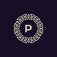 Logo Initialen Brief p. elegant und modern Kreis Emblem. Zier Monogramm Emblem vektor