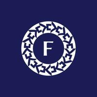 logotyp initialer brev f. modern och elegant cirkel emblem. dekorativ cirkulär emblem. samma mönster emblem vektor