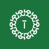 Emblem Logo Initialen Brief t. natürlich und organisch Kreis Emblem Logo. geeignet zum ökologisch basierend Unternehmen vektor