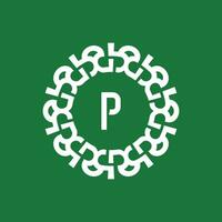 Emblem Logo Initialen Brief p. natürlich und organisch Kreis Emblem Logo. geeignet zum ökologisch basierend Unternehmen vektor