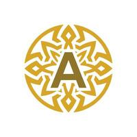 elegant emblem bricka första brev en etnisk gammal mönster cirkel logotyp vektor