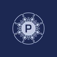 unik och elegant första brev p alfabet cirkel dekorativ emblem logotyp vektor