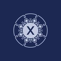 unik och elegant första brev x alfabet cirkel dekorativ emblem logotyp vektor
