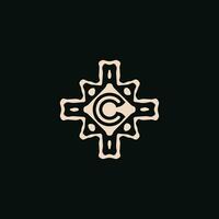 första brev c logotyp. unik stam etnisk prydnad gammal emblem vektor