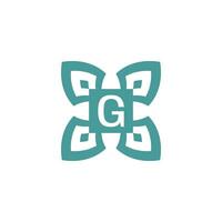 Initiale Brief G Logo Zier natürlich Emblem Muster Rahmen vektor