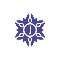 Initiale Brief j Blumen- Alphabet Rahmen Emblem Logo vektor