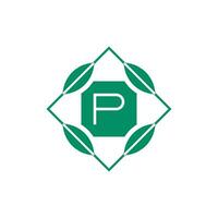 Initiale Brief p Natur Blatt Emblem Logo vektor