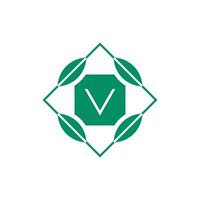 Initiale Brief v Natur Blatt Emblem Logo vektor
