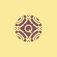Initiale Brief q Kreis Rahmen einzigartig Stamm Muster Logo vektor