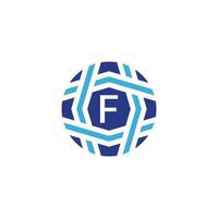 Initiale Brief f Kugel Logo symbolisieren global Konnektivität vektor