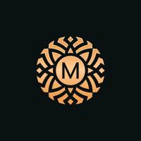 Initiale Brief m abstrakt Blumen- Medaillon Emblem Logo vektor