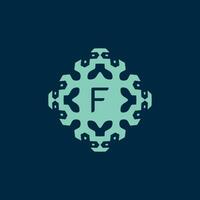 Initiale Brief f Logo. ein dynamisch Emblem von Wissenschaft, Gesundheit, und Innovation vektor