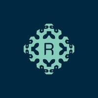 Initiale Brief r Logo. ein dynamisch Emblem von Wissenschaft, Gesundheit, und Innovation vektor