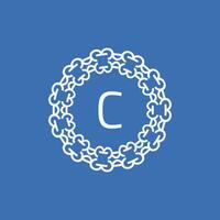första brev c dekorativ emblem ram cirkel mönster logotyp vektor