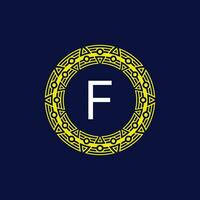 första brev f trogen cirkel mönster ram emblem logotyp vektor