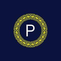 första brev p trogen cirkel mönster ram emblem logotyp vektor