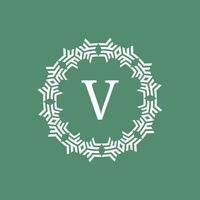Initiale Brief v Zier futuristisch Kreis Muster Rahmen Emblem Logo vektor