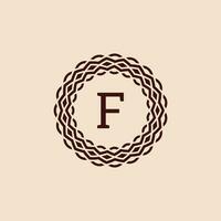 enkel och elegant första brev f dekorativ cirkel ram logotyp vektor