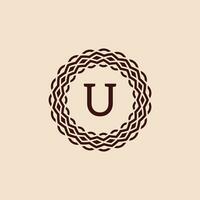 enkel och elegant första brev u dekorativ cirkel ram logotyp vektor
