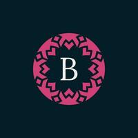 einfach und elegant Initiale Brief b Blumen- Zier Kreis Rahmen Logo vektor