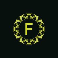 Initiale Brief f Zier Emblem Rahmen Kreis Muster Logo vektor