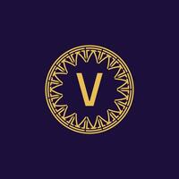 första brev v dekorativ emblem ram cirkel mönster logotyp vektor