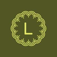 Initiale Brief l Blumen- Alphabet Kreis Emblem Abzeichen Logo vektor