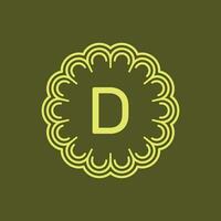 Initiale Brief d Blumen- Alphabet Kreis Emblem Abzeichen Logo vektor