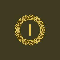 modern emblem första brev jag dekorativ stam mönster cirkulär logotyp vektor