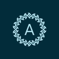 första brev en dekorativ emblem ram cirkel mönster logotyp vektor
