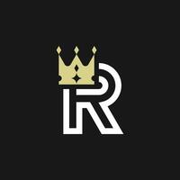 modern elegant brev r krona kunglig premie logotyp vektor