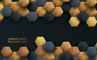 abstrakt Luxus elegant modern Hexagon Gold und schwarz Element zum Hintergrund oder Startseite zum Technologie oder kreativ geometrisch vektor