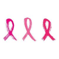uppsättning av rosa band cancer kontrollera symbol. borsta slag. vektor