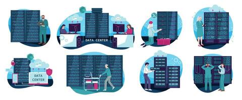 data Centrum ikoner uppsättning vektor