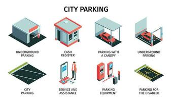 stad parkering ikoner samling vektor