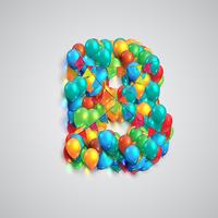 Färgrik typsnitt gjord av ballonger, vektor