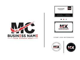 stilvoll mc Brief Logo, Bürste mc Logo Symbol mit Geschäft Karte vektor
