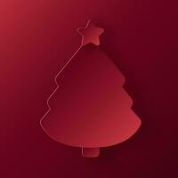 Vektor rot Weihnachten Papier Schnitt 3d Baum Anhänger auf Bordeaux farbig Hintergrund. Weihnachten Design Elemente zum Präsentation, Banner, Abdeckung, Netz, Flyer, Karte, Verkauf, Poster, rutschen und Sozial Medien