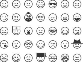 stor uppsättning ler ansikten. samling leende ikon vektor symbol. smiley ansikte tecknad serie karaktär.