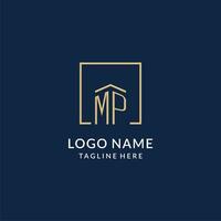 Initiale mp Platz Linien Logo, modern und Luxus echt Nachlass Logo Design vektor