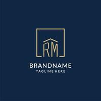 Initiale rm Platz Linien Logo, modern und Luxus echt Nachlass Logo Design vektor