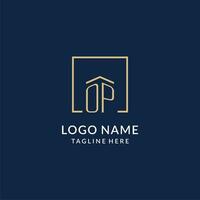 Initiale op Platz Linien Logo, modern und Luxus echt Nachlass Logo Design vektor