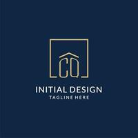 Initiale cq Platz Linien Logo, modern und Luxus echt Nachlass Logo Design vektor