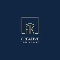 Initiale ak Platz Linien Logo, modern und Luxus echt Nachlass Logo Design vektor