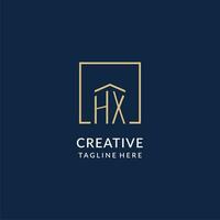 Initiale hx Platz Linien Logo, modern und Luxus echt Nachlass Logo Design vektor