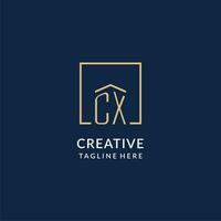 Initiale cx Platz Linien Logo, modern und Luxus echt Nachlass Logo Design vektor