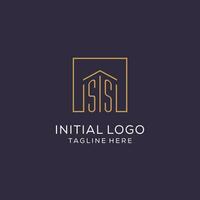 Initiale ss Logo mit Platz Linien, Luxus und elegant echt Nachlass Logo Design vektor