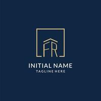 Initiale fr Platz Linien Logo, modern und Luxus echt Nachlass Logo Design vektor