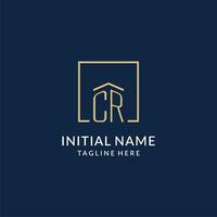 Initiale cr Platz Linien Logo, modern und Luxus echt Nachlass Logo Design vektor