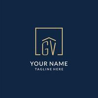 Initiale gv Platz Linien Logo, modern und Luxus echt Nachlass Logo Design vektor